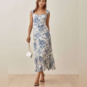 Reformation Nikita Dress - Blue Floral Toile